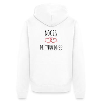 Türkis Hochzeit 18 Jahre Ehe - Unisex Premium Bio Zip Hoodie - Weiß - Hinten - Thijin (182cm)
