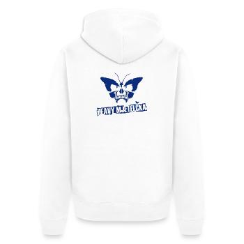 HEAVY MJETELČKA - Unisex Premium Organic Zip Hoodie - white - Back - Thijin (182cm)