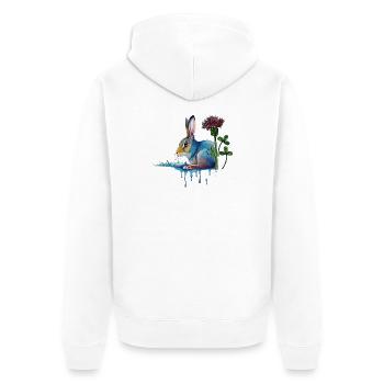 Colorful bunny with clover - Unisex Premium Organic Zip Hoodie - white - Back - Thijin (182cm)