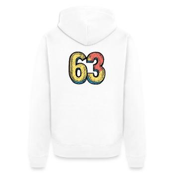 63 Number Colorful - Unisex Premium Organic Zip Hoodie - white - Back - Thijin (182cm)