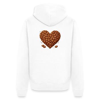 Illustration des grains du cœur du café - Veste à capuche bio Premium Unisexe - blanc - Dos - Thijin (182cm)