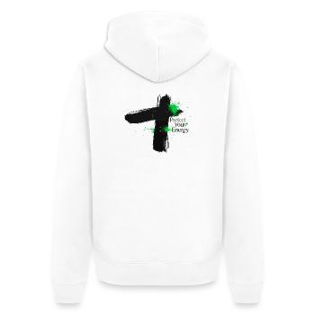 Protect Your Energy - Mindfulness Design - Unisex Premium Organic Zip Hoodie - white - Back - Thijin (182cm)
