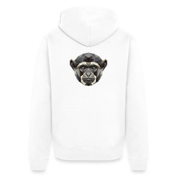 Gibbon Monkey Whitehand Gibbon Monkey Cute Lar Gibbons - Unisex Premium Organic Zip Hoodie - white - Back - Thijin (182cm)