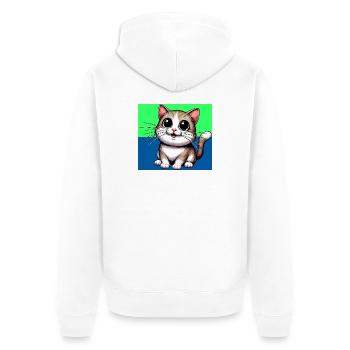 cat - Unisex Premium Organic Zip Hoodie - white - Back - Thijin (182cm)