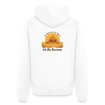 Pyramide MLM Rentner - Unisex Premium Bio Zip Hoodie - Weiß - Hinten - Thijin (182cm)