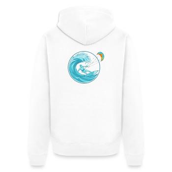 Yachtsurf Ocean Wave - Sports nautiques extrêmes - Veste à capuche bio Premium Unisexe - blanc - Dos - Thijin (182cm)