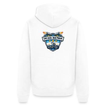 Live loudly. Drive proudly. - Unisex Premium Organic Zip Hoodie - white - Back - Thijin (182cm)