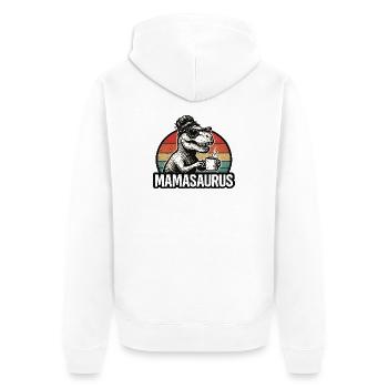 Mamasaurus Mama Mutter Geschenkidee Humor Lustig - Unisex Premium Bio Zip Hoodie - Weiß - Hinten - Thijin (182cm)