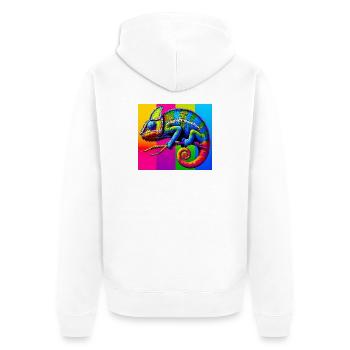 Chamäleon - Unisex Premium Bio Zip Hoodie - Weiß - Hinten - Thijin (182cm)