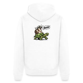 Swift Snail on Turtle - Unisex Premium Organic Zip Hoodie - white - Back - Thijin (182cm)