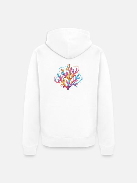 Farbenfrohes Korallenmuster - Unisex Premium Bio Zip Hoodie - Weiß