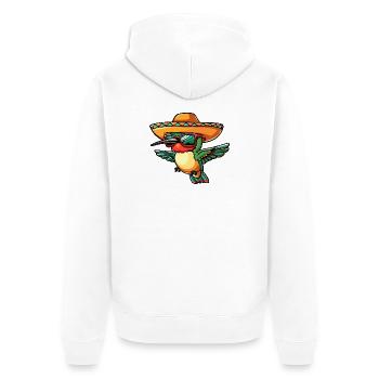 Kolibri Vogel Lustig Sombrero - Unisex Premium Bio Zip Hoodie - Weiß - Hinten - Thijin (182cm)