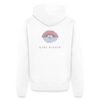 LGBTQ Pride Month - Lesbian Pride - Girl Kisser - Unisex Premium Organic Zip Hoodie - white - Back - Thijin (182cm)