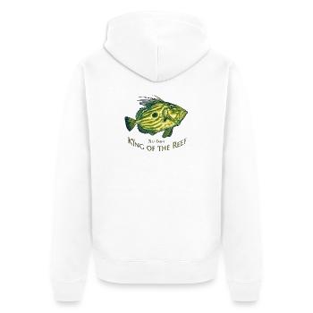 King of the Reef – Zeus Faber Petersfisch - Unisex Premium Bio Zip Hoodie - Weiß - Hinten - Thijin (182cm)