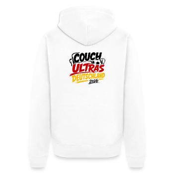 Couch Ultras Deutschland 2026 - Unisex Premium Bio Zip Hoodie - Weiß - Hinten - Thijin (182cm)