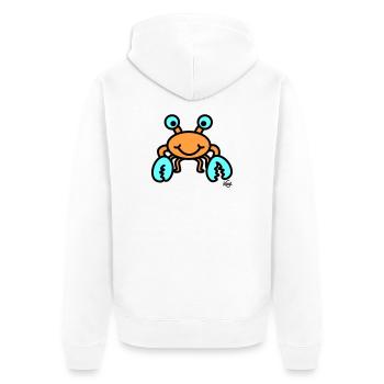Krebs groß - Unisex Premium Bio Zip Hoodie - Weiß - Hinten - Thijin (182cm)