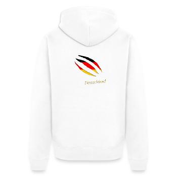 Kratzerflagge Deutschland Deutschland_Risse_Flagge - Unisex Premium Bio Zip Hoodie - Weiß - Hinten - Thijin (182cm)