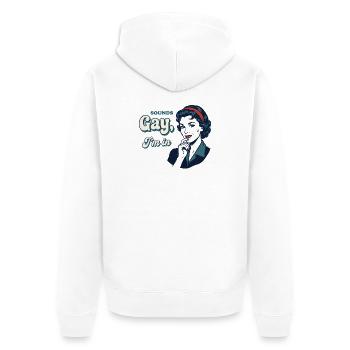 Mois de la fierté LGBTQ - Ça sonne gay que je participe - Veste à capuche bio Premium Unisexe - blanc - Dos - Thijin (182cm)