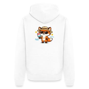 Sommerfuchs mit Hut und Eis - Unisex Premium Organic Zip Hoodie - white - Back - Thijin (182cm)