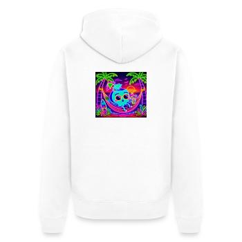 Neon Skull Hammock Summer Sun - Unisex Premium Organic Zip Hoodie - white - Back - Thijin (182cm)