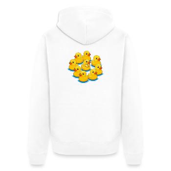 Rudel Gummienten am Wasser - Unisex Premium Bio Zip Hoodie - Weiß - Hinten - Thijin (182cm)