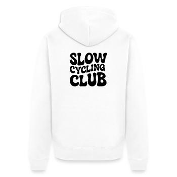 Langsamer Radsportclub - Unisex Premium Bio Zip Hoodie - Weiß - Hinten - Thijin (182cm)