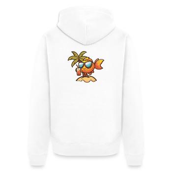 Goldfisch Sommer Palme - Unisex Premium Bio Zip Hoodie - Weiß - Hinten - Thijin (182cm)