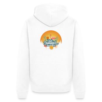 hello_summer_-- - Unisex Premium Bio Zip Hoodie - Weiß - Hinten - Thijin (182cm)