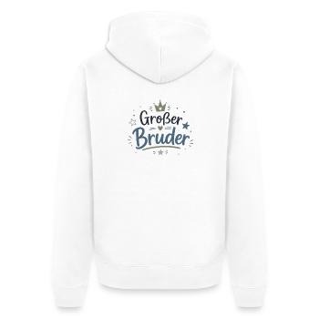 Großer Bruder Stolz Krone Liebe - Unisex Premium Bio Zip Hoodie - Weiß - Hinten - Thijin (182cm)