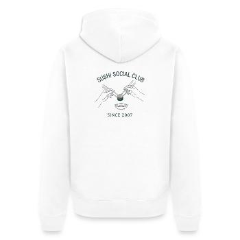 Sushi Social Club Maki Roll Since 2007 Japan Style - Unisex Premium Organic Zip Hoodie - white - Back - Thijin (182cm)