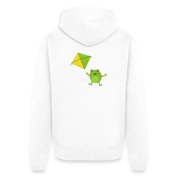 Une grenouille verte fait voler un cerf-volant – Fu - Veste à capuche bio Premium Unisexe - blanc - Dos - Thijin (182cm)