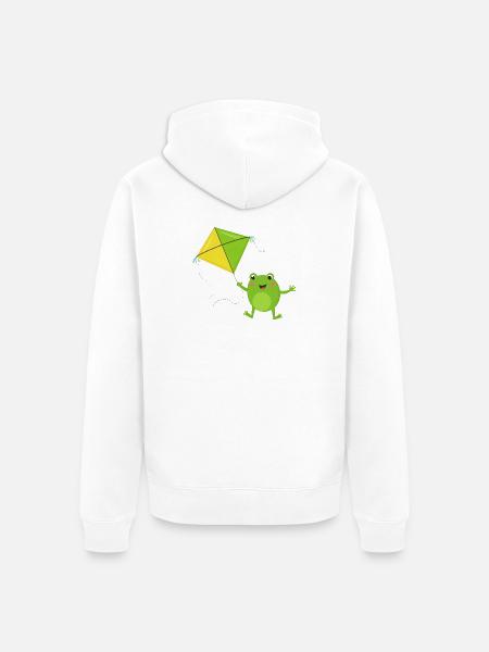 Green frog flies a kite – Fu - Unisex Premium Organic Zip Hoodie - white