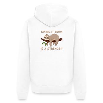 Slow and Strong Sloth - Unisex Premium Organic Zip Hoodie - white - Back - Thijin (182cm)