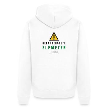Gefahrenstufe Elf Meter Fußball - Unisex Premium Bio Zip Hoodie - Weiß - Hinten - Thijin (182cm)
