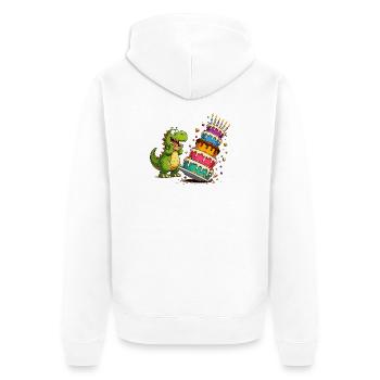Dino Birthday Cake Parade - Unisex Premium Organic Zip Hoodie - white - Back - Thijin (182cm)