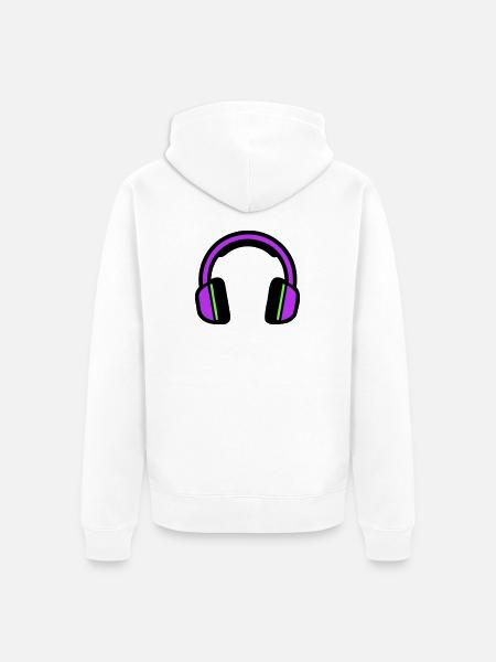 Silhouette musicale des écouteurs - Veste à capuche bio Premium Unisexe - blanc