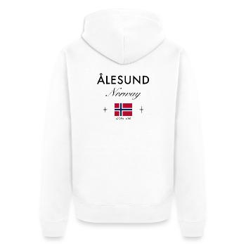 Ålesund, Norway, coordinates, travel, souvenir - Unisex Premium Organic Zip Hoodie - white - Back - Thijin (182cm)