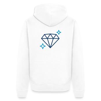 Blauer Diamant-Edelstein-Icon Symbol-Illustrationsdesign - Unisex Premium Bio Zip Hoodie - Weiß - Hinten - Thijin (182cm)