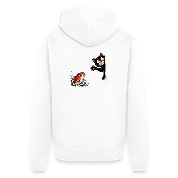 Poisson koi carpe carpe koi chat koi - Veste à capuche bio Premium Unisexe - blanc - Dos - Thijin (182cm)