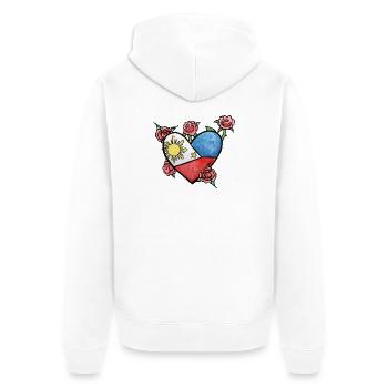 Herz der philippinischen Flagge mit Rosen - Unisex Premium Bio Zip Hoodie - Weiß - Hinten - Thijin (182cm)