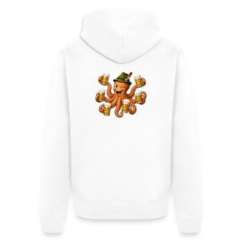 Lustige Krake mit Bierkrügen - Unisex Premium Bio Zip Hoodie - Weiß - Hinten - Thijin (182cm)