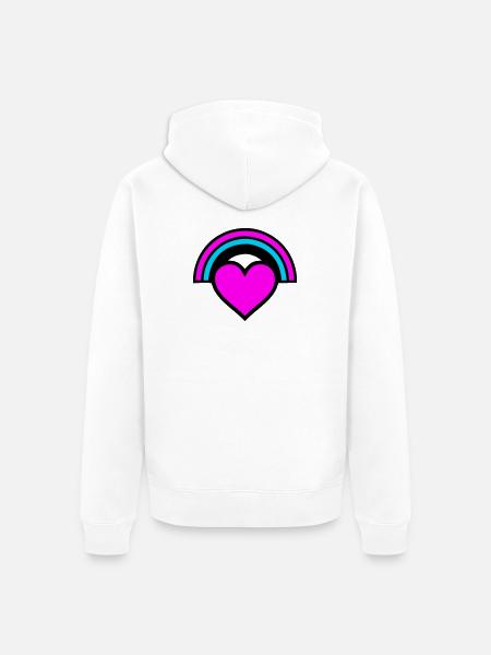 Regenbogen Herz Icon - Unisex Premium Bio Zip Hoodie - Weiß