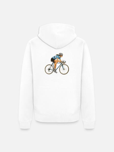 Rennrad-Rider im Flow - Unisex Premium Bio Zip Hoodie - Weiß
