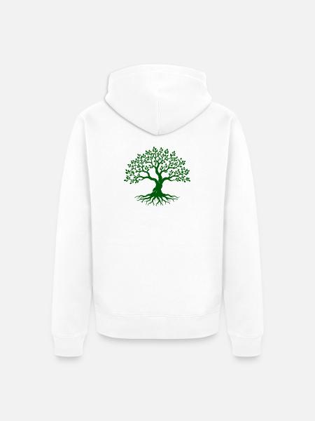 Grüner Lebensbaum mit Wurzeln - Unisex Premium Bio Zip Hoodie - Weiß