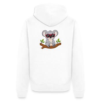 Cooler Koala mit roter Sonnenbrille  - Unisex Premium Bio Zip Hoodie - Weiß - Hinten - Thijin (182cm)