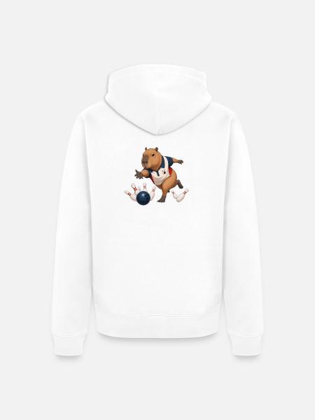 Capybara spielt Bowling - Unisex Premium Bio Zip Hoodie - Weiß