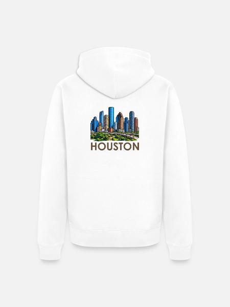 Houston Skyline Stadtlandschaft - Unisex Premium Bio Zip Hoodie - Weiß