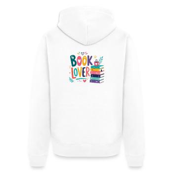 Buchliebhaber Farbenfroh - Unisex Premium Bio Zip Hoodie - Weiß - Hinten - Thijin (182cm)