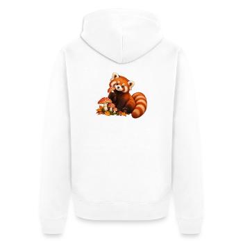 Roter Panda mit Waldpilzen - Unisex Premium Bio Zip Hoodie - Weiß - Hinten - Thijin (182cm)