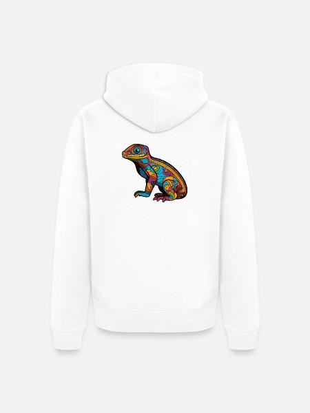 Psychedelische Mosaic-Echse - Unisex Premium Bio Zip Hoodie - Weiß